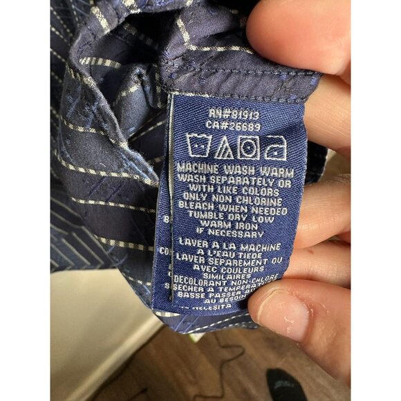 Robert Graham Flip Cuff Button Up Shirt Mens Size Medium Blue Stripe Work - Picture 9 of 11